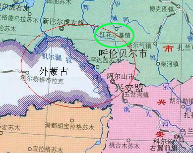外蒙古与呼伦贝尔市地图位置(来源网络)